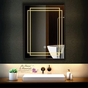 Wall Mounted Rectangular Led Wall Mirror with Touch Sensor 3 Light Mode (Double Light)