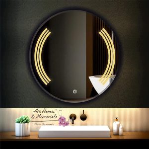 ARC homes  Modern Designed Cut LED Circular Wall Mounted | 3 Mode Backlit Bathroom Bathroom Mirror  (Circular Finish : Glossy)