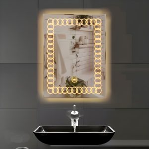 Rectangular Wall Mounted Stylish Led Mirror with Touch Sensor (Double Light)