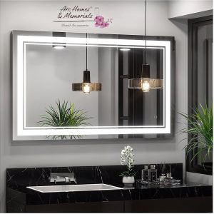 Modern Glass Wall Mounted Rectangular Backlit Led Mirror with Touch Sensor (Triple Light)