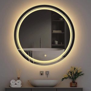 Wall Mounted Round 3D Backlit Led Mirror with Touch Sensor 3 Light Mode