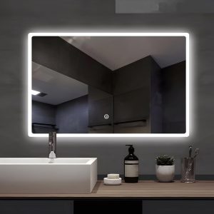 Rectangular Decorative Design Led Wall Mirror with Touch Sensor Led Mirror for Bedroom (Triple Light)