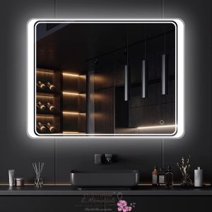 ARC homes Rectangular Wall Mounted Stylish Led Mirror with Touch Sensor | Bathroom Mirror with Led Lights | Long Mirror for Bedroom Living Room Washbasin Lighting Mirror (Double Light)