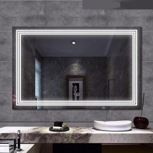 Rectangular Wall Mounted Stylish Led Mirror with Touch Sensor (Triple Light)