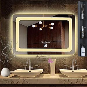 Premium Wall Mounted Rectangular Backlit Digital Led Mirror with Touch Sensor | Bathroom Mirror with Led Lights  (Triple Light)