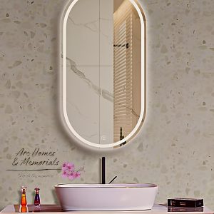 Premium Wall Mounted Capsule Backlit Digital Led Mirror with Touch Sensor | Bathroom Mirror with Led Lights  (Triple Light)