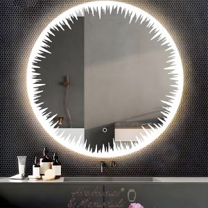 ARC homes Modern Glass Decorative Design LED Mirror with Touch Sensor | Bathroom Mirror with LED Lights | Wall Mirror for Home Mirror Bedroom Washbasin (Triple Light)